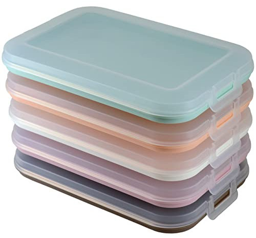 Engelland 5er Set Aufschnitt-Dosen mit integrierter Servierplatte, Frischhaltedose, Aufbewahrungsbox, Lebensmittelbehälter, Aufschnitt-Box, stapelbar, BPA-frei, Küchenbedarf, Kunststoff bunt