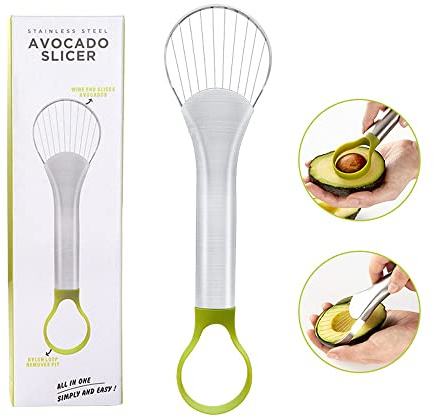 FUYTERY Rebanador de aguacate 2 en 1 Herramienta de cocina peladora de acero inoxidable multifuncional