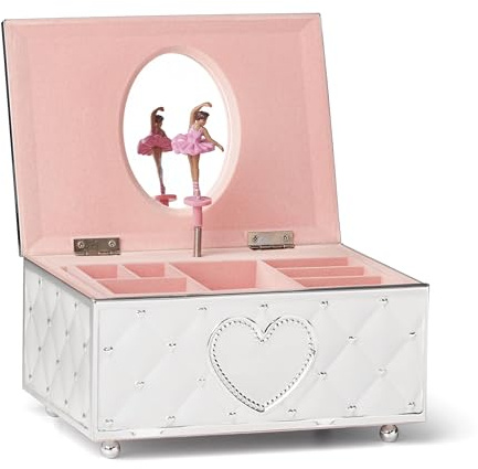 Lenox Childhood Memories Black Ballerina Jewelry Box, Silver/Pink