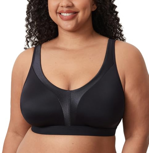 DELIMIRA Kvinnors BH utan bygel Stora storlekar Tshirt BH Seamless Classic Bekväm Svart 90D