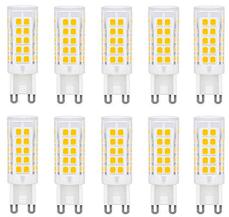 Jiotouhu LED-Leuchtmittel G9, 5 W G9 LED Lampen (entspricht 50 W Halogen Leuchtmittel), Warmweiß 3000 K, kein Flimmern, 360 Grad Winkel, AC 220 – 240 V, 10 Stück