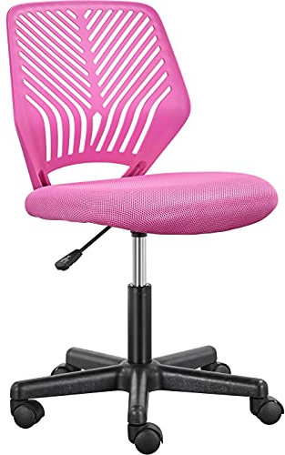 Yaheetech Chaise de Bureau, Chaise d'Ordinateur, Fauteuil Bureau Ergonomique, Pivotant, Fonction Réglage, Siège 46,5 × 45,5 x 8cm, Moderne, Charge de 136kg Rose Rouge