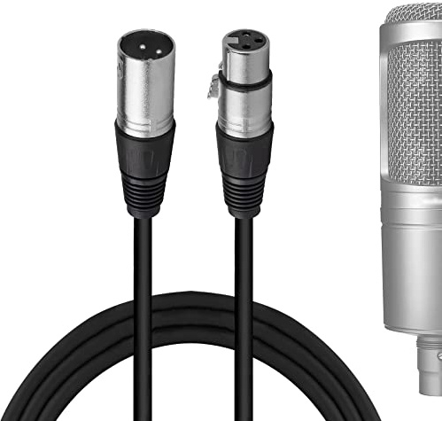 Geekria For Creators XLR Stecker auf XLR Buchse Mikrofonkabel 300 cm, kompatibel mit Audio-Technica ATH AT2020, AT2035, AT2021, AT2040, AT2005USB, ATR1500x symmetrisches Mikrofonkabel (Schwarz)