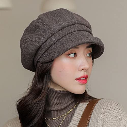 LUMoony Beanie Damen Barett 56-58cm Mode Damen Baske Baskenmütze Gestrickte Schirmmütze Mütze Baskenmütze Dicke Schirmmütze Frühling Herbst Winter Mütze Schirmmütze