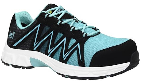 Jori Sicherheitsschuhe jo_Speedy Black-Aqua Low ESD S1PS, Damen, Textil, Kunststoffkappe (Leichter als Stahlkappe), leicht, sportlich 39, Schwarz-Türkis