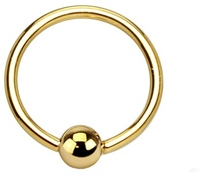 Piercingfaktor BCR Bead Ring Piercing 14 KT 585er Gold Brust Intim Nippel Septum Tragus Helix Ohr Nase Lippe Augenbrauen Gelbgold 1,0mm x 6mm x 3mm