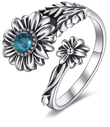 POPLYKE Sterling Silber Löffel Ring Vintage Daumen Ringe Boho einstellbar offener Ring Aussage Schmuck Geschenke für Frauen