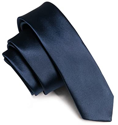 JEMYGINS Cravate Homme 5CM Étroit Slim Plusieurs Couleurs Disponibles en Soie Compris Boîtebleu foncé
