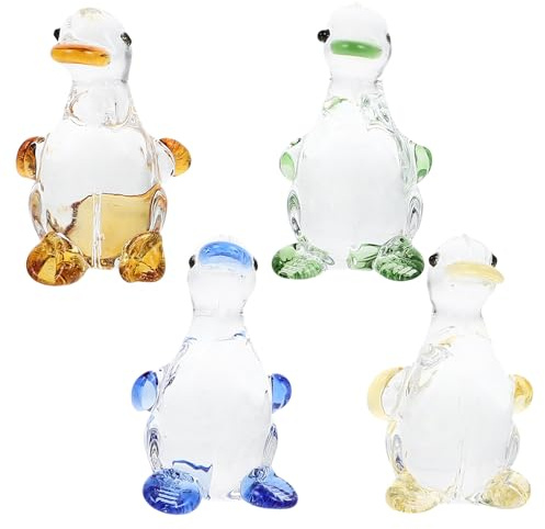 HOMSFOU Crystal Duck Figurines 4 Pack Cute Fat Duck Ornaments Mini Desk Decor Animal Sculpture for Home Office Bedroom Study Lucky Desktop Decoration