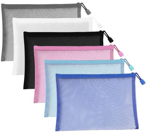 SKHAOVS 6 Stück Zip Mesh Reißverschluss Beutel Federmäppchen, Federmäppchen Mäppchen