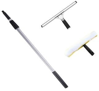 Escobillas De Goma Rasqueta Rasqueta De Cristal Profesional, Rasqueta Limpiacristales Para Ducha, Poste De Aluminio Extensible 130-240 cm Para Limpia Ventanas Altas Y Paredes Techos Ducha Y AutomóVil