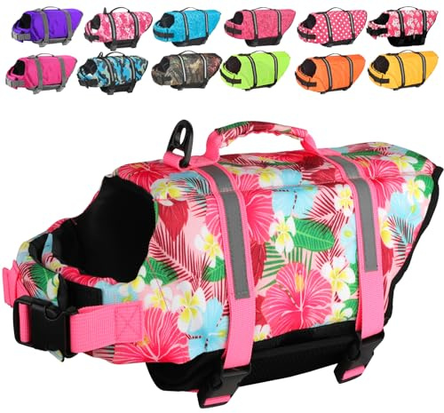 Doglay Dog Life Jacket, Dog Life Vest for Swimming Boating, Adjustable Puppy Life Jacket with Reflective Stripes, Superior Buoyancy Pet Swimming Vest for Small Medium and Large Dogs