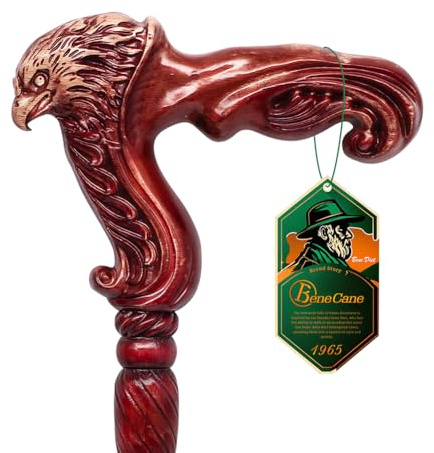 BeneCane Handmade Wooden Walking Cane for Men and Women, Detachable Eagle Handle Walking Stick, Fashionable Unisex Cane with Ergonomic and Comfort Grip Handle