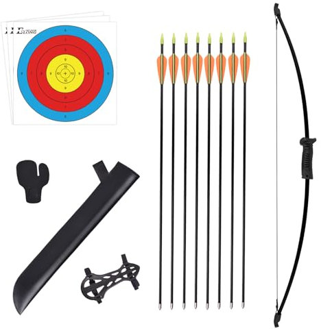 Recurve Bögen Pfeil und Bogen Set für Kinder mit Köcher zum Bogenschießen inkl. 8 Pfeile 66cm Kinderbogen für ab 12 Jahre Kinder Schießbogen Jugendbogen für Anfänger Jugendliche Outdoor