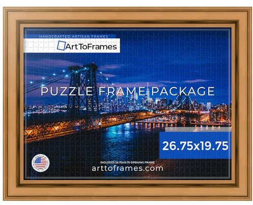 ArtToFrames 26.75x19.75 INCH / 68x50 CM Multi Frame for 1000 piece Puzzles.This 2.60 Inch Custom Wood Puzzle Frame is Bronze - Comes with Economy Acrylic (PuzzleMD419270-26.75x19.75)