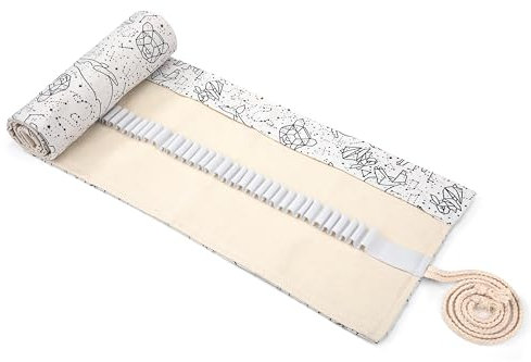 Newellsail Stifterolle 72 Löcher Leinwand Rollmäppchen Tragbar Buntstifte Wrap Federmäppchen für Studenten, Künstler, Maler (Sternbild-Stil)