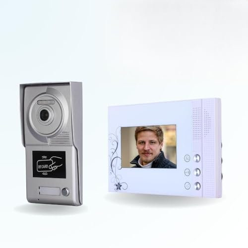 BT Security Portier interphone vidéo Classic 4 Fils - 1 Appartement - 1 écran Blanc - avec Lecteur de Badge