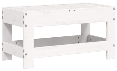 vidaXL Gartenhocker Weiß 62x30x32 cm Massivholz Kiefer