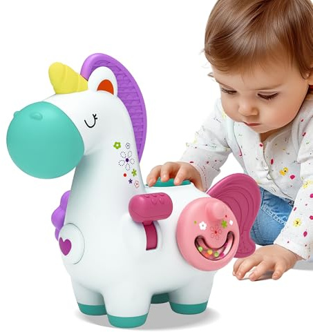 iPlay, iLearn Baby Unicorn Activity Cube, Infant Busy Cube Montessori Toy for 1 Year Old, Babies Carseat Plane Travel Toy, Toddler Sensory Development Learning Birthday Gift 6-9-12-18 Months 2 3 Years