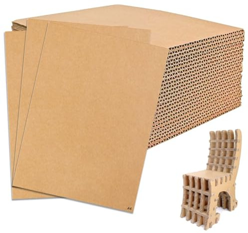 30 pièces de carton ondulé, A4 (210 x 297 mm) Carton ondulé pour bricoler, épaisseur de 3 mm, pour l'emballage et le bricolage