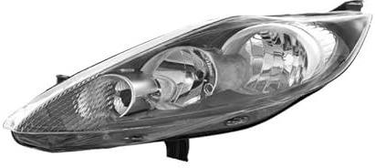 EDA PREMIUM auto Scheinwerfer Links 1549508 passend für FORD FIESTA 2008-2012, mit Stellmotor für LWR, schwarz, H7/H1, ECE
