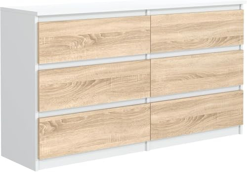 meble masztalerz Kommode 140, 6 Schublade, Weiß Sonoma