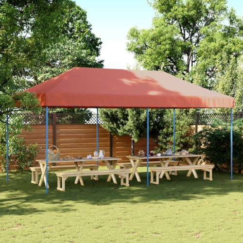 LAPOOH Partyzelt Faltbar Pop-Up Terrakottarot 580x292x315 cm, Festzelt, Pavillion, Bierzelt, Garten Party Zelt, Gartenzelt, Grillpavillon - 4004941