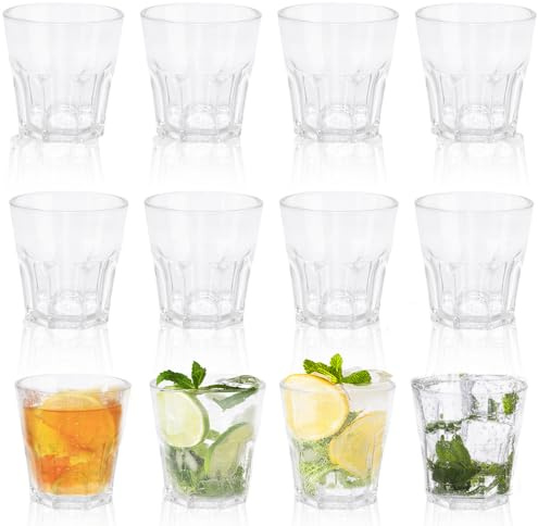 12PCS Plastic Cups Reusable, 9.2 OZ Transparent Glass Tumblers 260ML | Premium Drinking Glasses for Adults Party, Stackable Acrylic Cups for Home Camping (260ml Transparent, 12PCS)