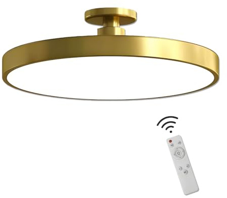 ZRBBRE Lámpara de techo LED Regulable con Mando a Distancia, Luz de Techo de Montaje Empotrado Minimalista, Iluminación Interior para Salón, Dormitorio y Cocina (Oro, 30CM 18W)