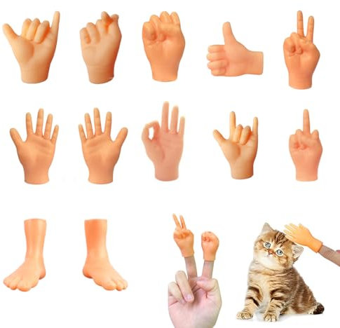 XUZOPIM 12 Stück Small Hands Finger Puppet Set, Mini Hands Rubber Funny Mini Hands, Finger Hands For Birthday Parties, Magic Tricks, Pets Games Party