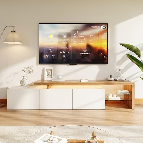PerGar Moderno armario tv con luces LED y mueble bajo, estante de tv para sala de estar y comedor, color