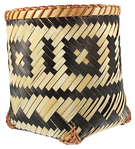 Garneck Panier Tressé en Bambou pour Rangement Ménager, Résistant à L'usure Effet Décoratif, pour Bureau ou Salle de Bain, Design Simple et Créatif Style Aléatoire