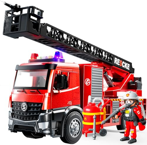 Fire Truck Toys,Toddler Toys for Ages 3+, Fire Truck with Ladder Toys for Boys Girls, Lights & Realistic Sounds, Fire Trucks with Water Spray for Boys 3-8 Years Christmas Birthday Gift