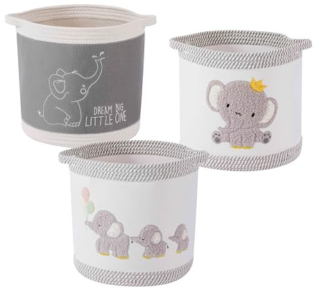 Tidelit Aufbewahrungskorb-Set 3-teilige gewebte Babyspielzeugdecke Aufbewahrungskörbe, Wäschekörbe, Kinderzimmer-Organizer für Spielzeug, Kleidung, Kuscheltiere, geräumiger robuster Korb