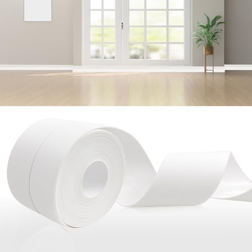 DIKARIYA Zócalo blando blanco autoadhesivo, 19 x 19 mm, 18 m, zócalo flexible, autoadhesivo, de PVC, blanco, flexible, para casa, cocina, baño, baño