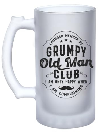 Getagift Funny Grumpy Old Man Club – Father's Day Gift for Dad, Grandad, or Husband, 16oz Frosted Beer Glass/Mug.