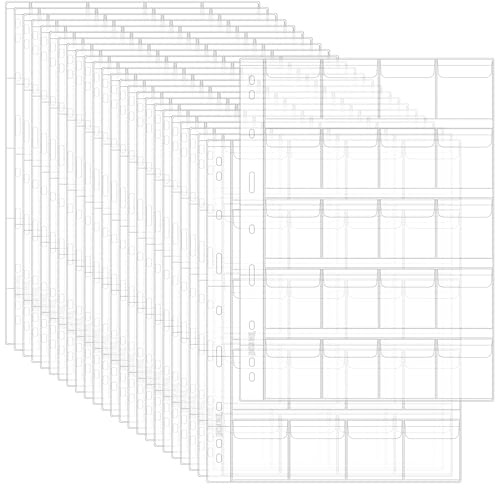 Feuilles Collection de Monnaies 500 Poches 25 Feuilles 20 Grilles/Feuille | Uncle Paul PVC sans Acide, Idéales pour 50 Pence Britannique, 50 Cent Euro CS0302520