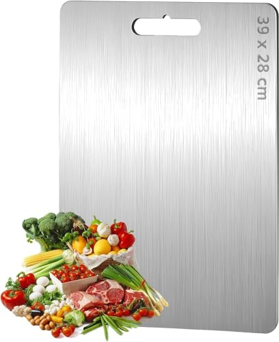 Titanium Cutting Board, Multifunctional Titanium Chopping Board, 304 Stainless Steel Chopping Board Food Grade, Double Sided Kitchen Chopping Boards (39 * 28cm)