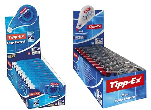 Tipp-Ex Korrekturroller Bundle – 20 Stück (10x Easy Correct + 10x Mini Pocket Mouse) – Sofort überschreibbar, trocken & sauber – Für Schule, Büro & Home Office