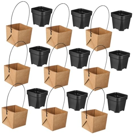 UPKOCH 16juegos Mini Macetas De Papel Kraft Caja para Suculentas Orificio De Drenaje para Jardinería Interiores y Decoración De Bodas