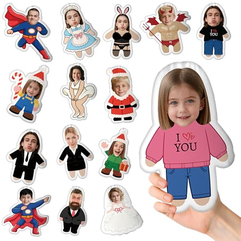 PSUNEY Coussin 3D Face avec Photo Personnalisé - Oreiller Double Face Personnalisable pour Chien, Chat ou Personne - Cadeau Unique pour Anniversaire, Noël, Saint-Valentin