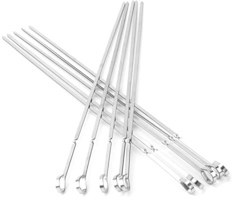 NOLITOY 20 pièces Brochettes Plates Inox Lot de Piques Barbecue Résistantes et Antirouille pour Viande Légumes et Fruits Extérieur