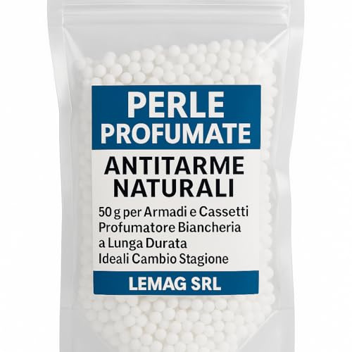 Perle Profumate Antitarme Naturali 50 g per Armadi e Cassetti – Profumatore Biancheria a Lunga Durata – Ideali Cambio Stagione – Bastano Poche Palline – LEMAG SRL
