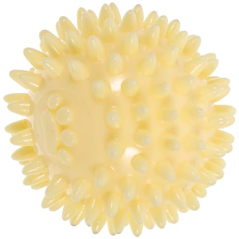 FIXOSHEE Dog Chew Molar Ball with Thorns Yellow Tpr Foam Interactive Teething Ring for Puppy Dental Care Outdoor Throwing and Chewing Play