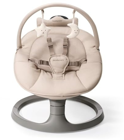 Momcozy 2-in-1 Electric Baby Swing, Convertible to Toddler Seat up to 30kg | Dual-Arm Support System & Parent-Inspired Motions, Adjustable Height, Lightweight, Khaki
