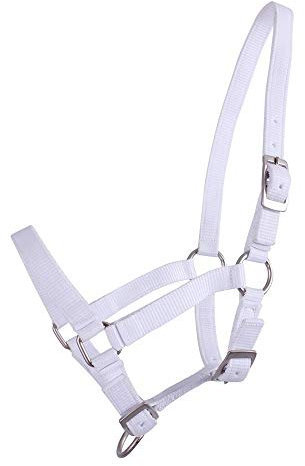QHP Nylonhalfter Fohlen-Halfter 3fach verstellbar stark (Pony-Fohlen, Weiß)