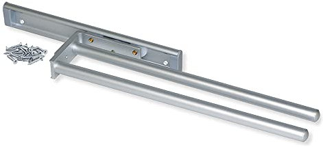 Emuca - Ausziehbarer Handtuchhalter mit 2 Armig, handtuchauszug küche oder bad aus matt eloxiertem Aluminium, Länge 440mm