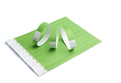 100 Papier-Armbänder aus Tyvek, 19 mm für Events, Festivals, reißfest, in 12 Farben erhältlich 19mm (Grün fluoreszierend)