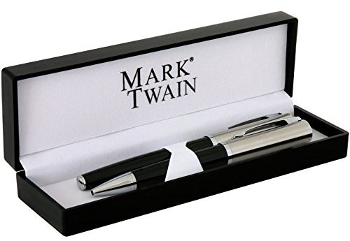 Schreibset Chrissy MAXX Mark Twain Metall mit Gravur Namen Kugelschreiber und Rollerball