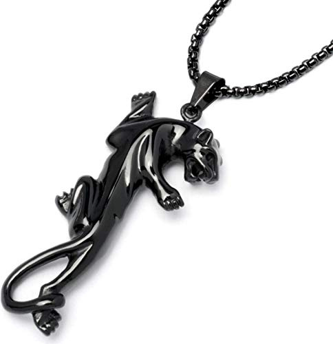 Schmuck-Checker Panther-Anhänger Silber oder schwarz aus 316L Edelstahl Puma Jaguar Leopard Halskette Herren Männer Schmuck Geschenk Black Panther Hochwertig
